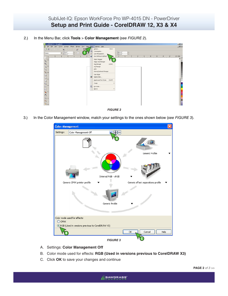 Setup and print guide - coreldraw 12, x3 & x4 | Xpres SubliJet IQ Epson WP-4015 (Power Driver Setup): Print & Setup Guide CorelDRAW 12 - X4 User Manual | Page 2 / 3