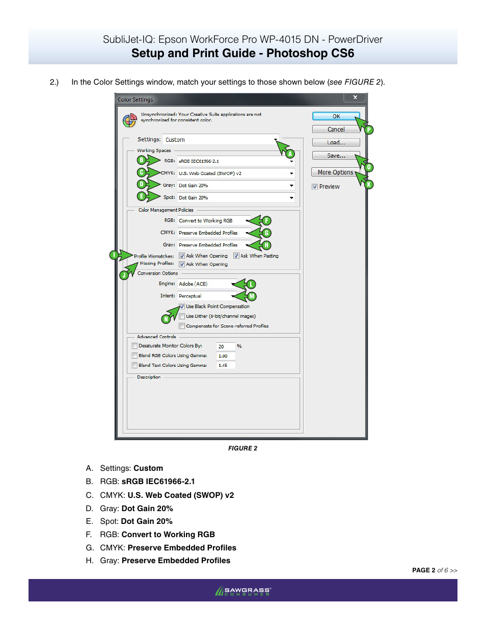 Setup and print guide - photoshop cs6 | Xpres SubliJet IQ Epson WP-4015 (Power Driver Setup): Print & Setup Guide Adobe Photoshop CS6 User Manual | Page 2 / 6