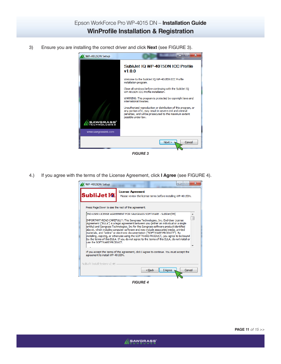 Winprofile installation & registration | Xpres SubliJet IQ Epson WP-4015 (Windows ICC Profile Setup): Printer/Profile Installation Guide User Manual | Page 11 / 15