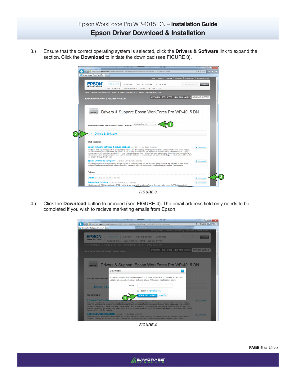 Epson driver download & installation | Xpres SubliJet IQ Epson WP-4015 (Windows ICC Profile Setup): Printer/Profile Installation Guide User Manual | Page 5 / 15