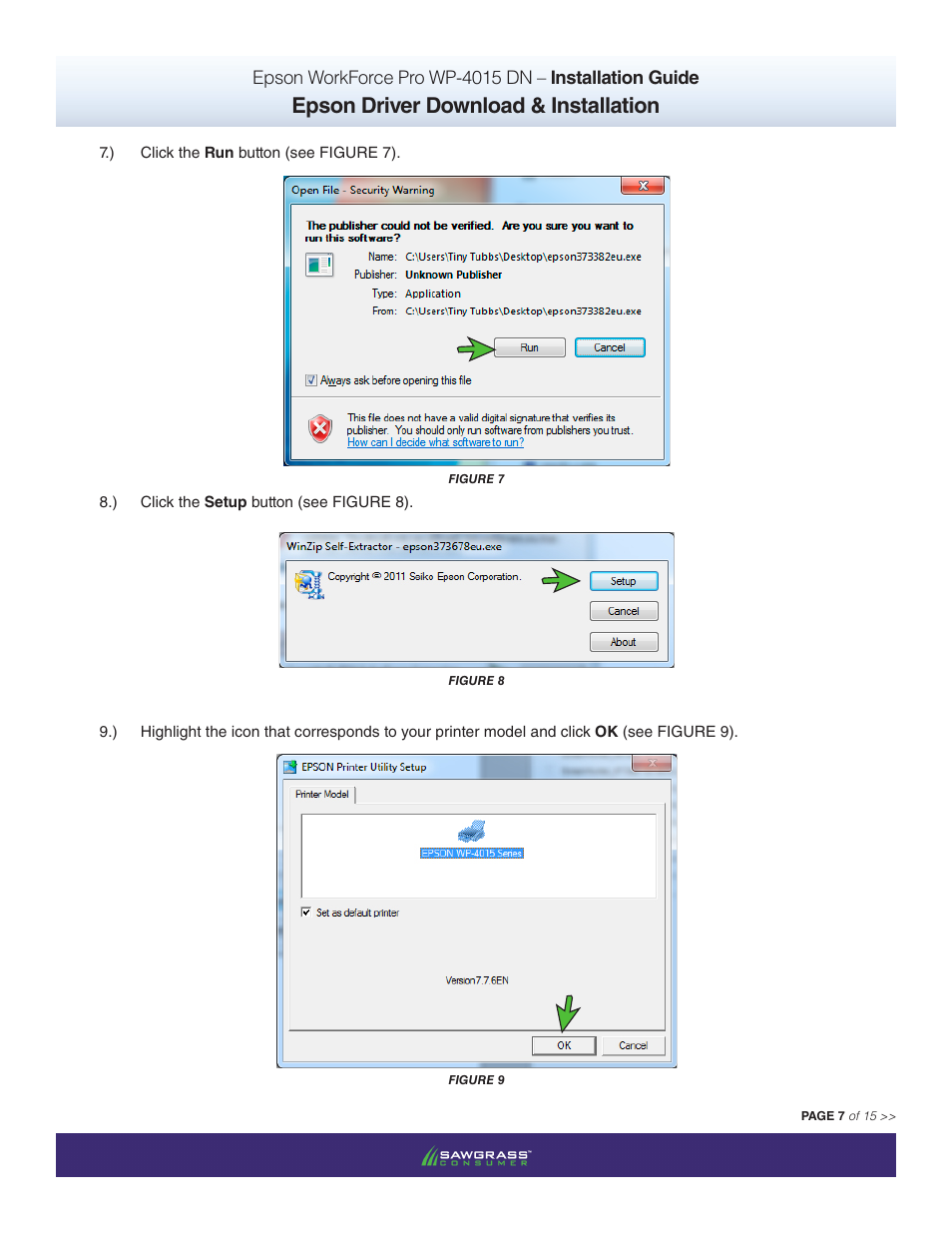 Epson driver download & installation | Xpres SubliJet IQ Epson WP-4015 (Windows ICC Profile Setup): Printer/Profile Installation Guide User Manual | Page 7 / 15