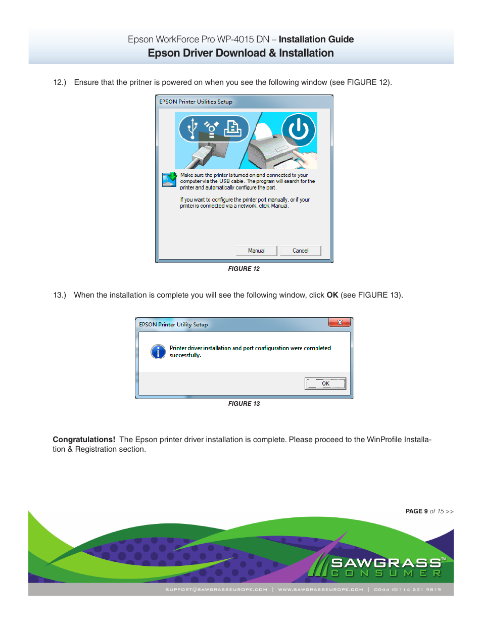 Epson driver download & installation | Xpres SubliJet IQ Epson WP-4015 (Windows ICC Profile Setup): Printer/Profile Installation Guide User Manual | Page 9 / 15