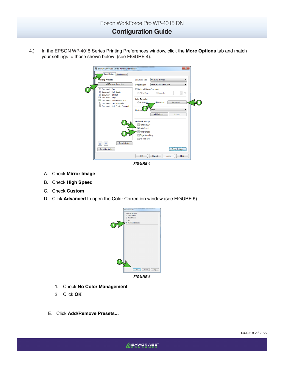 Configuration guide, Epson workforce pro wp-4015 dn | Xpres SubliJet IQ Epson WP-4015 (Windows ICC Profile Setup): Driver Configuration User Manual | Page 3 / 8
