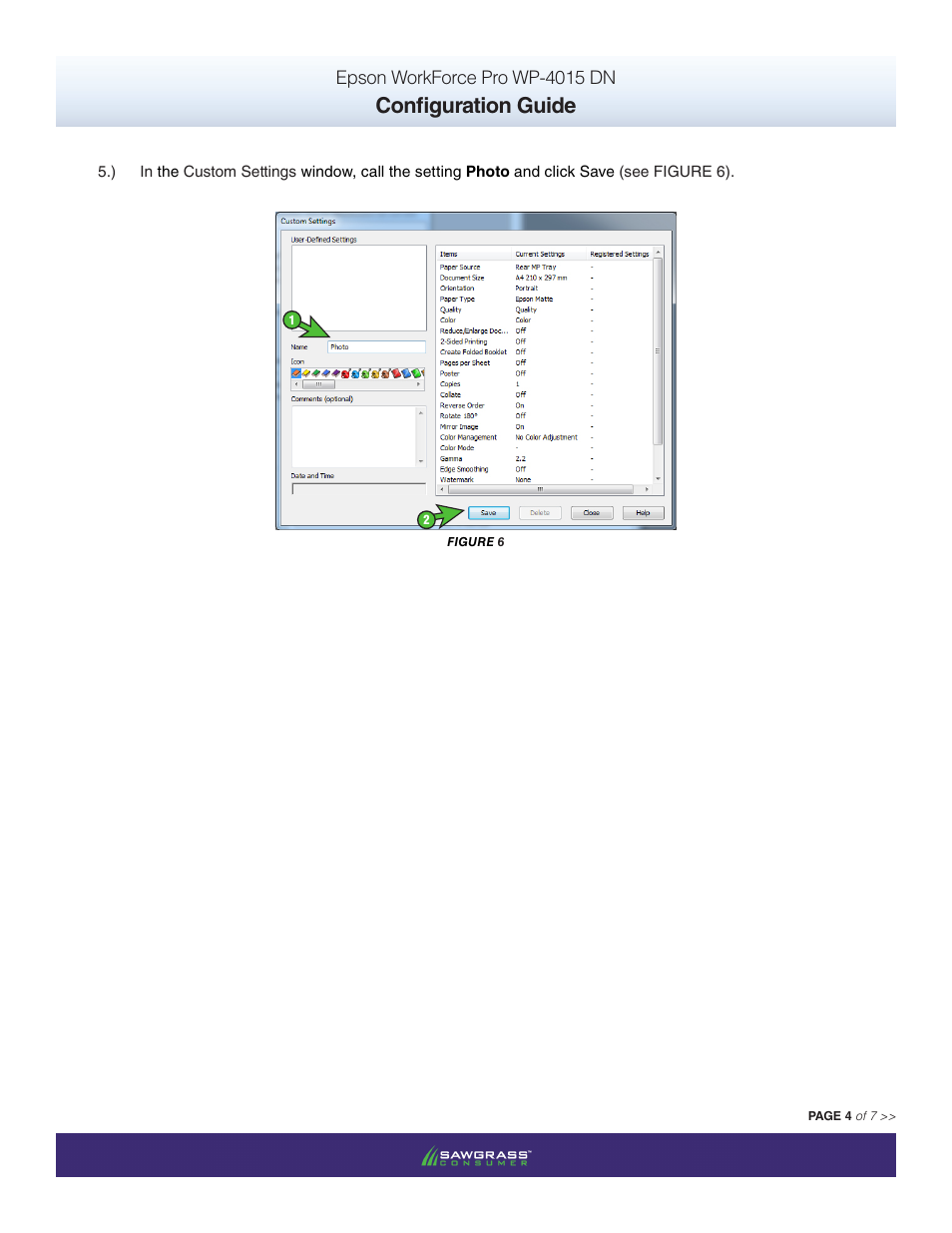 Configuration guide, Epson workforce pro wp-4015 dn | Xpres SubliJet IQ Epson WP-4015 (Windows ICC Profile Setup): Driver Configuration User Manual | Page 4 / 8