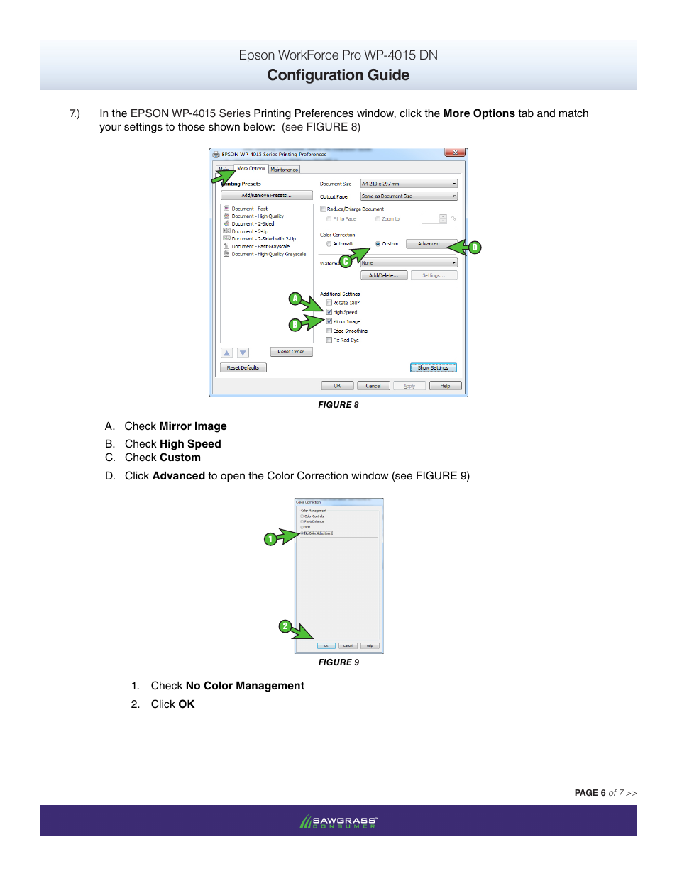 Configuration guide, Epson workforce pro wp-4015 dn | Xpres SubliJet IQ Epson WP-4015 (Windows ICC Profile Setup): Driver Configuration User Manual | Page 6 / 8