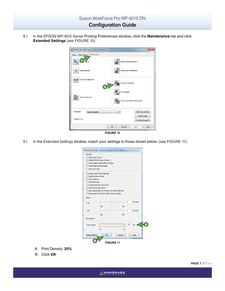 Configuration guide, Epson workforce pro wp-4015 dn | Xpres SubliJet IQ Epson WP-4015 (Windows ICC Profile Setup): Driver Configuration User Manual | Page 7 / 8