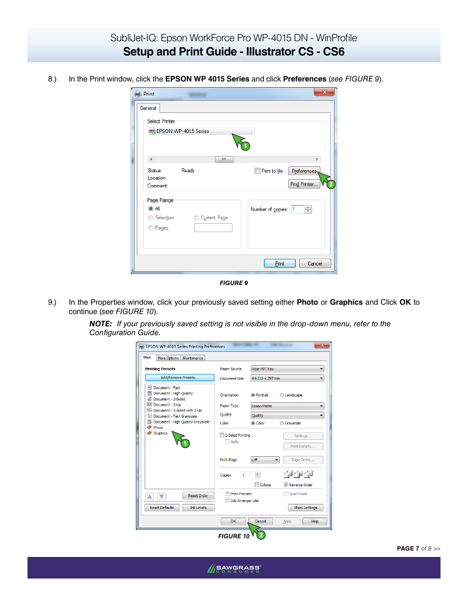 Setup and print guide - illustrator cs - cs6 | Xpres SubliJet IQ Epson WP-4015 (Windows ICC Profile Setup): Print & Setup Guide Adobe Illustrator CS - CS6 User Manual | Page 7 / 8