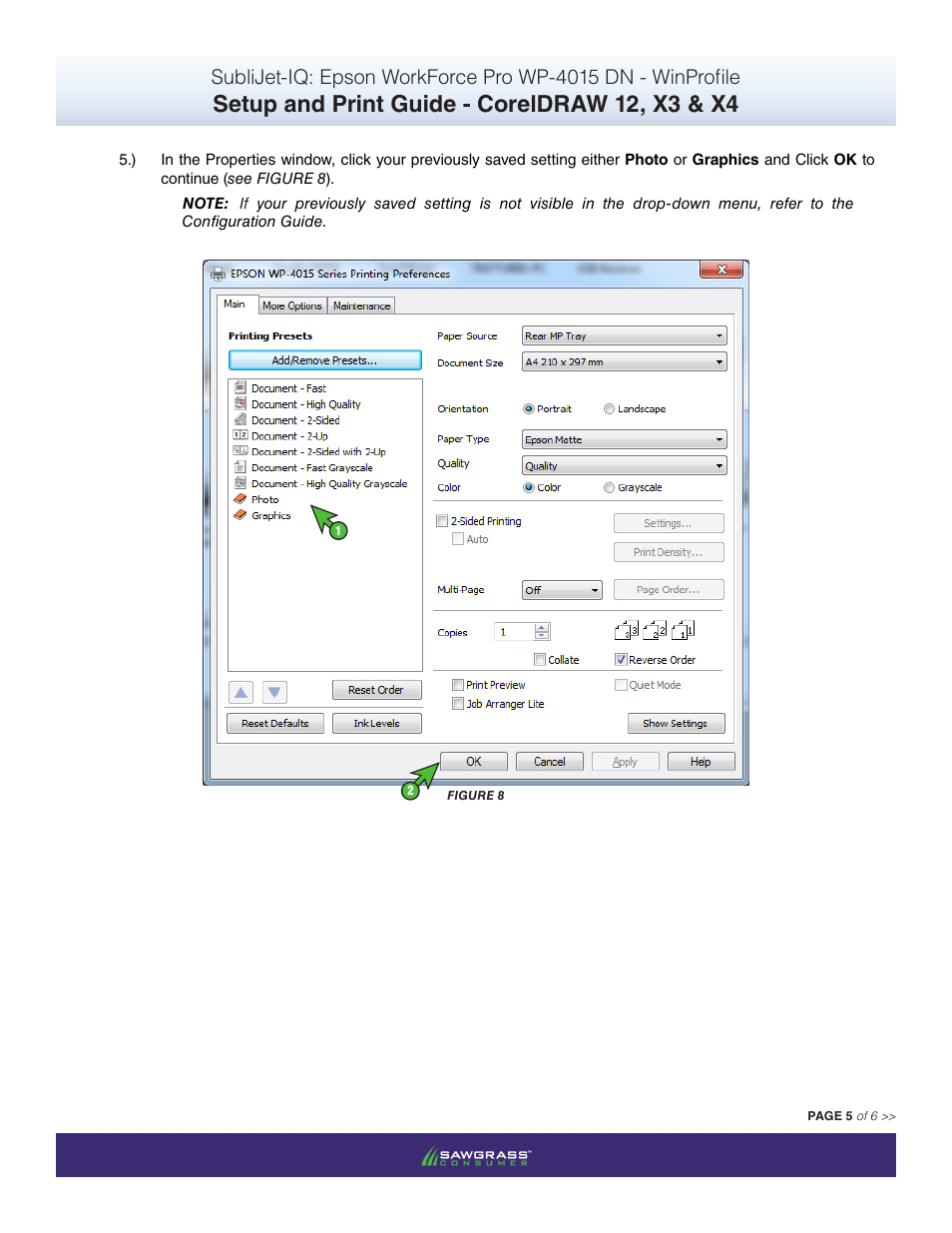 Setup and print guide - coreldraw 12, x3 & x4 | Xpres SubliJet IQ Epson WP-4015 (Windows ICC Profile Setup): Print & Setup Guide CorelDRAW 12 - X4 User Manual | Page 5 / 6
