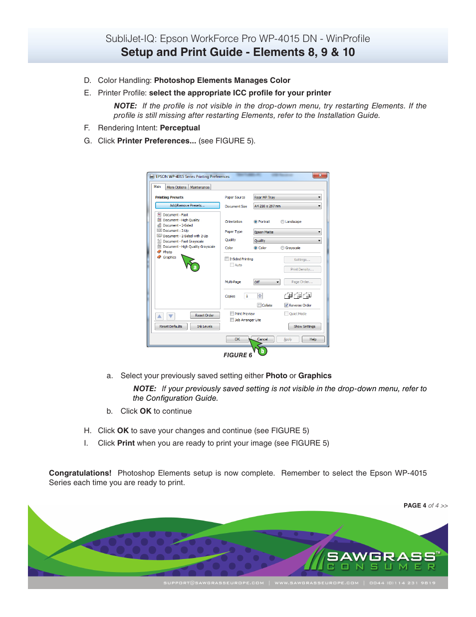 Setup and print guide - elements 8, 9 & 10 | Xpres SubliJet IQ Epson WP-4015 (Windows ICC Profile Setup): Print & Setup Guide Adobe Photoshop Elements 8 - 10 User Manual | Page 4 / 4