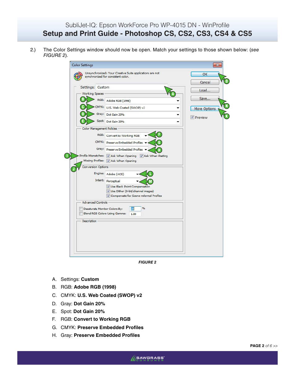 Xpres SubliJet IQ Epson WP-4015 (Windows ICC Profile Setup): Print & Setup Guide Adobe Photoshop CS - CS5 User Manual | Page 2 / 6