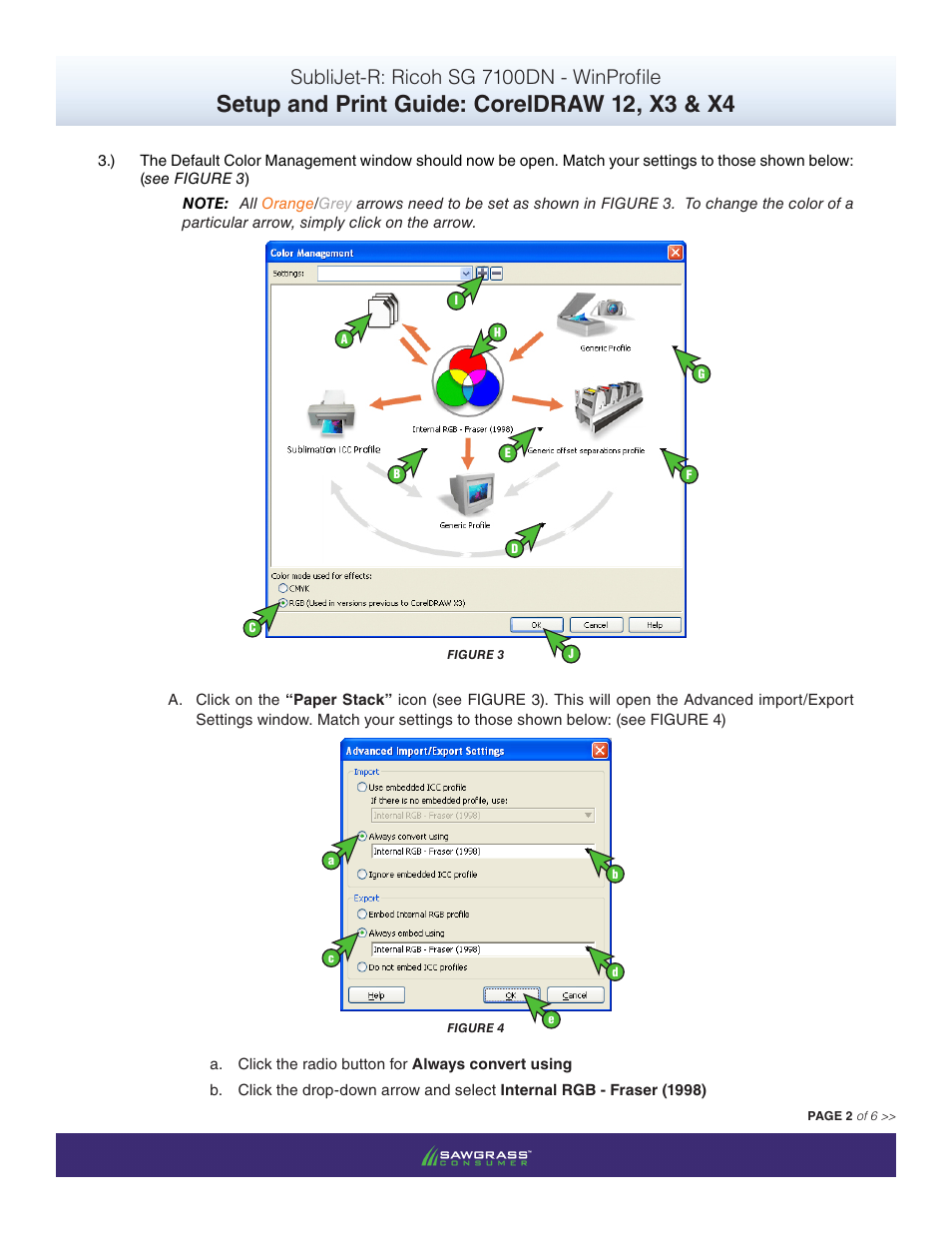 Setup and print guide: coreldraw 12, x3 & x4, Sublijet-r: ricoh sg 7100dn - winprofile | Xpres SubliJet R Ricoh SG7100DN (Windows ICC Profile Setup): Print & Setup Guide CorelDRAW 12 - X4 User Manual | Page 2 / 6