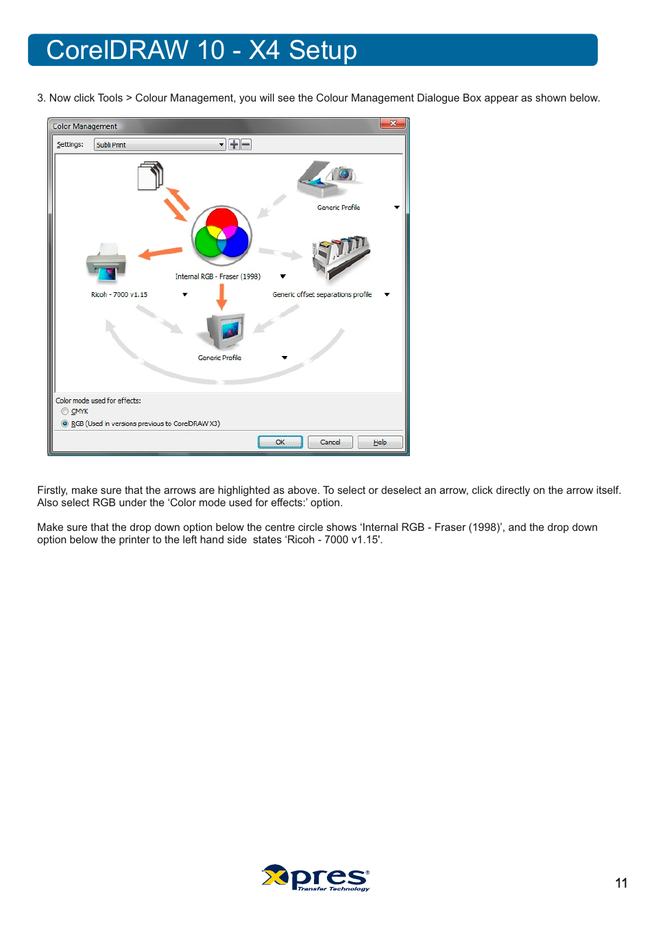 Coreldraw 10 - x4 setup | Xpres Subli Print Ricoh GX7000 User Manual | Page 13 / 25