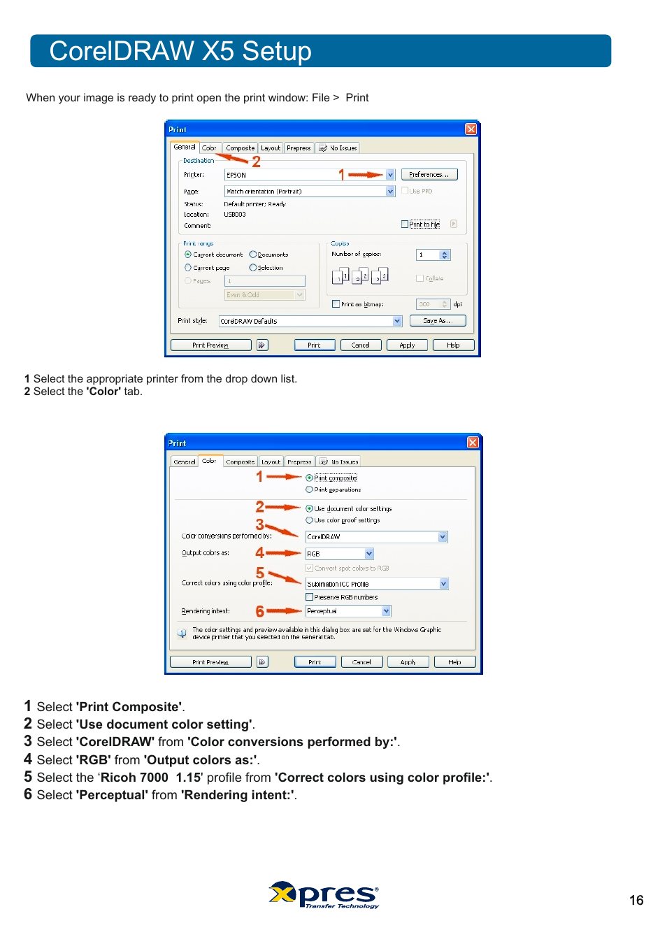 Coreldraw x5 setup | Xpres Subli Print Ricoh GX7000 User Manual | Page 18 / 25