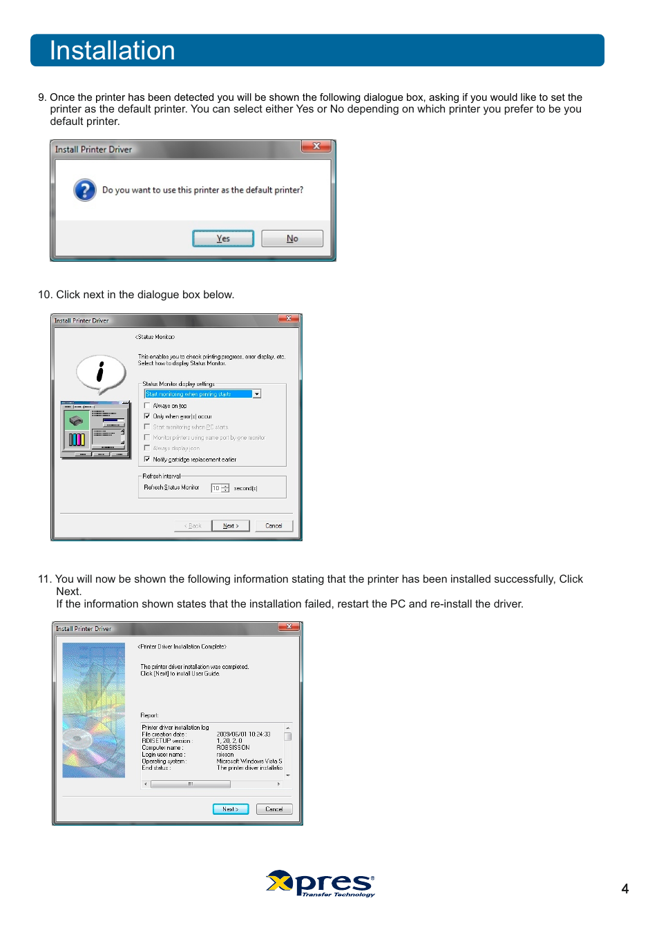 Installation | Xpres Subli Print Ricoh GX7000 User Manual | Page 6 / 25