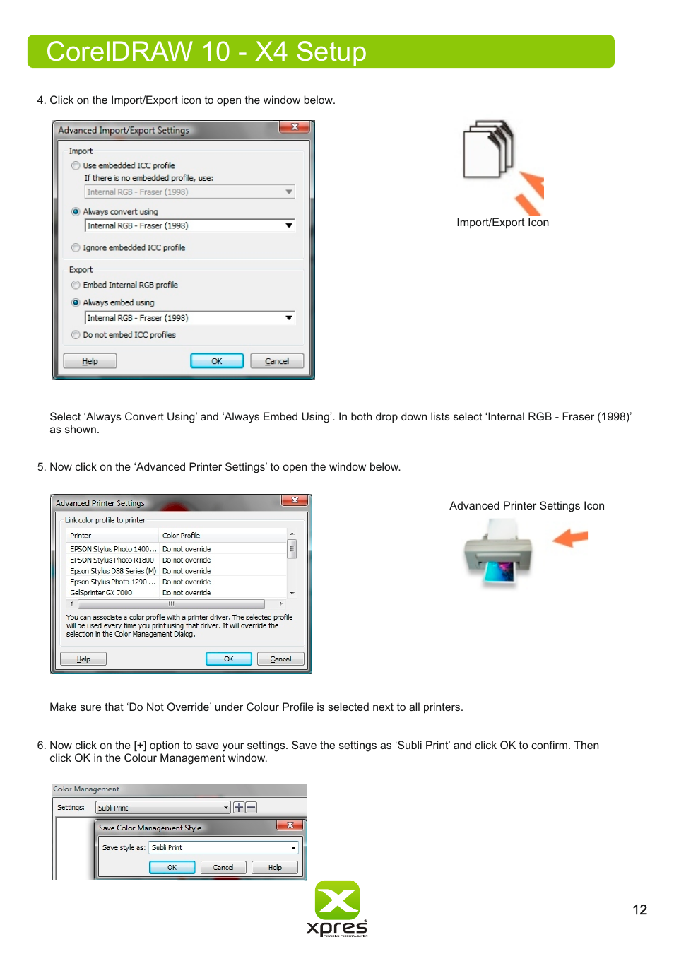 Coreldraw 10 - x4 setup | Xpres Subli Print Ricoh GXe3300N User Manual | Page 14 / 25