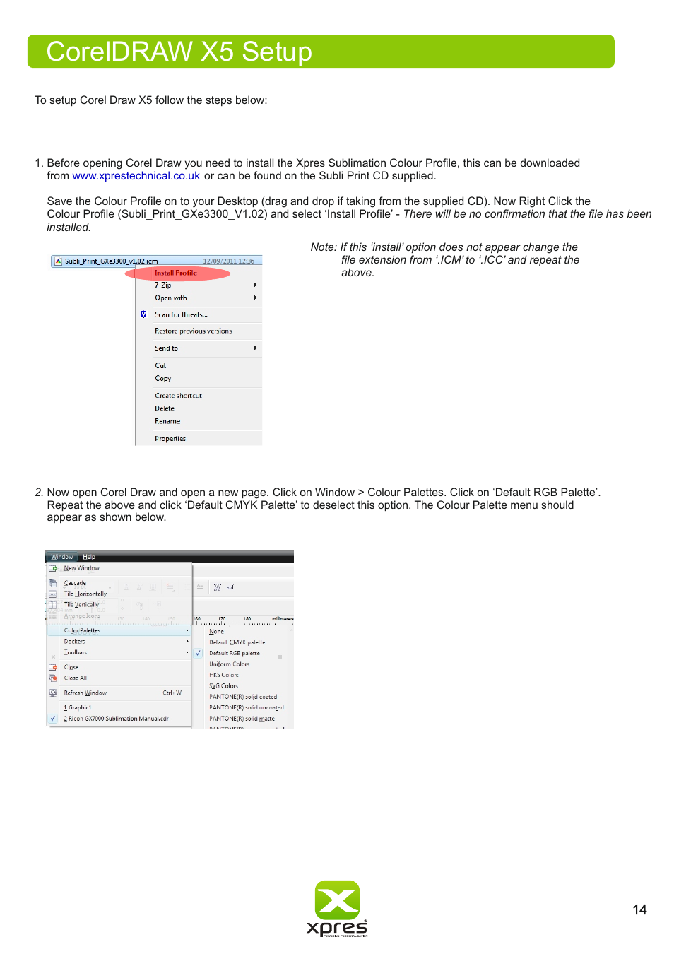 Coreldraw x5 setup | Xpres Subli Print Ricoh GXe3300N User Manual | Page 16 / 25