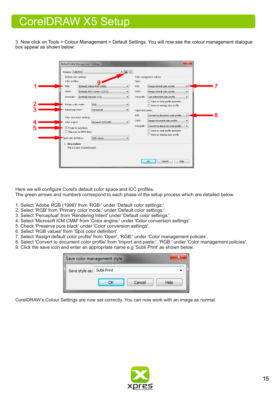 Coreldraw x5 setup | Xpres Subli Print Ricoh GXe3300N User Manual | Page 17 / 25