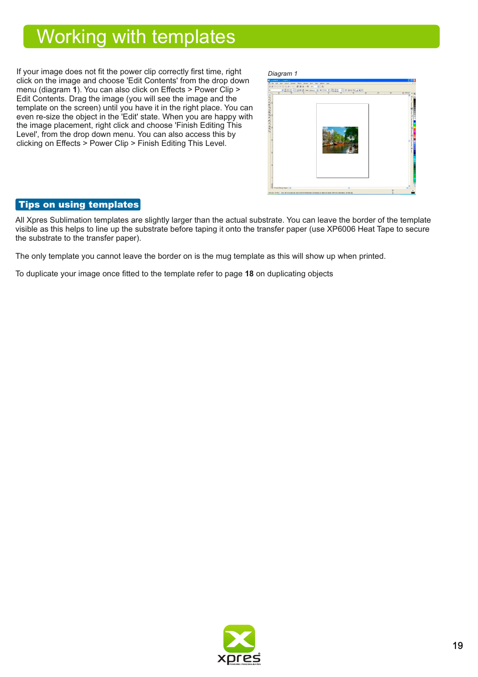 Working with templates | Xpres Subli Print Ricoh GXe3300N User Manual | Page 21 / 25