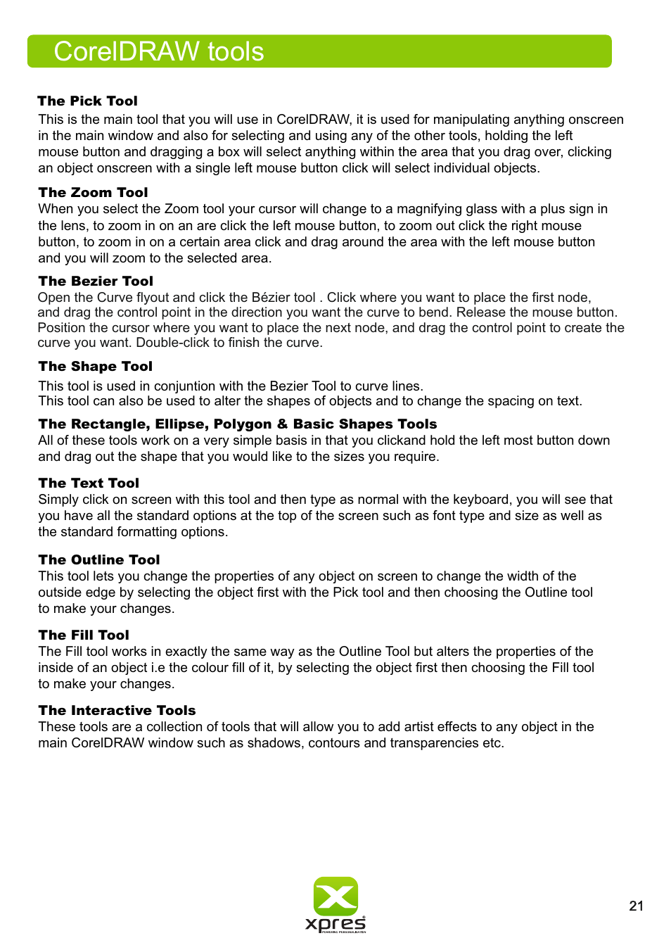 Coreldraw tools | Xpres Subli Print Ricoh GXe3300N User Manual | Page 23 / 25