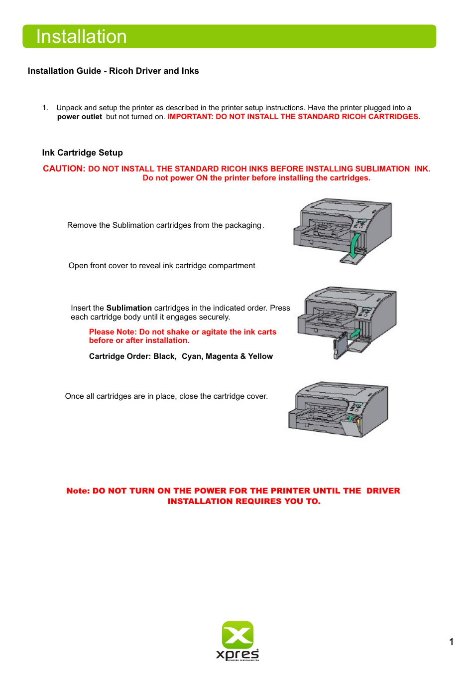 Installation | Xpres Subli Print Ricoh GXe3300N User Manual | Page 3 / 25