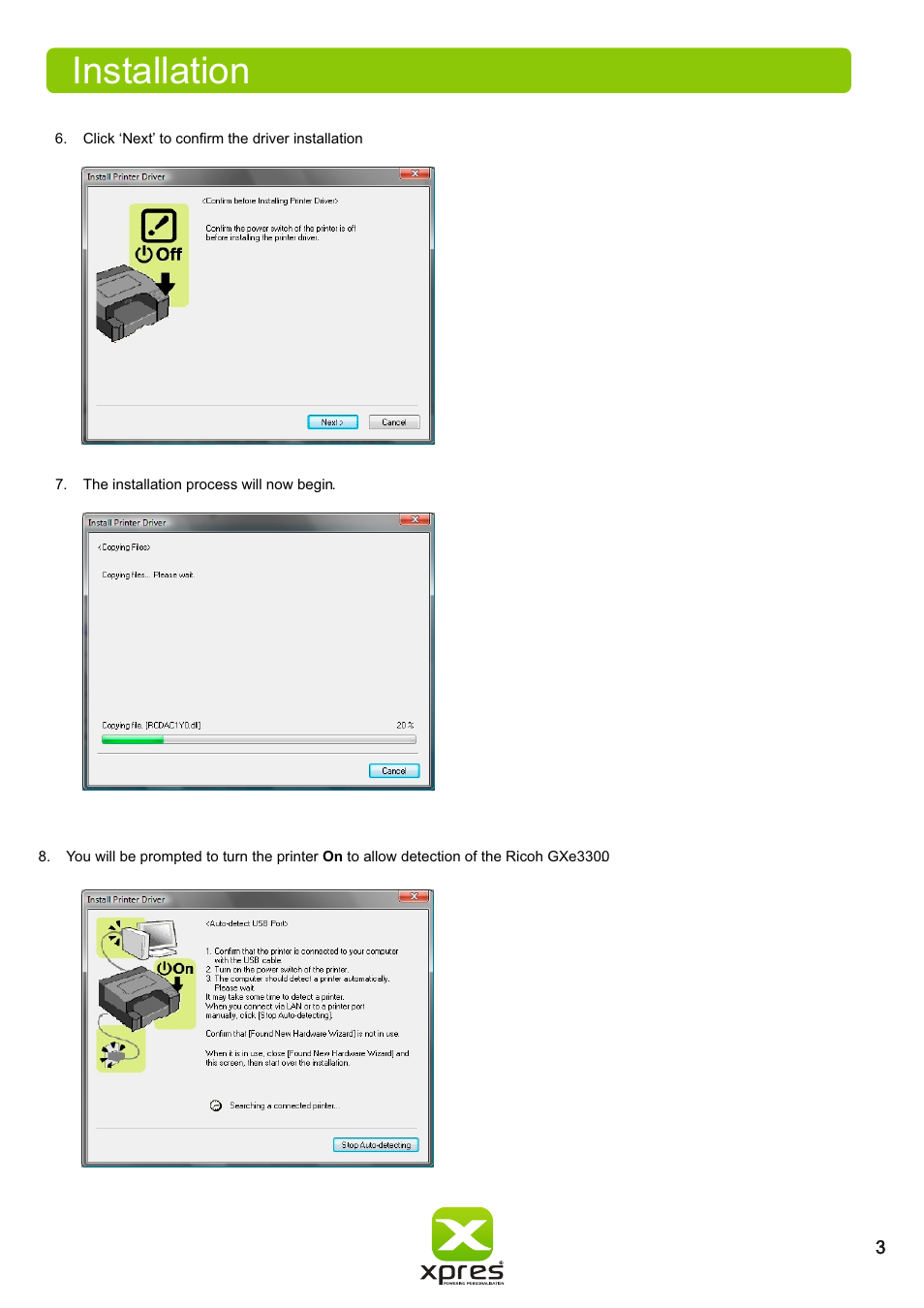 Installation | Xpres Subli Print Ricoh GXe3300N User Manual | Page 5 / 25