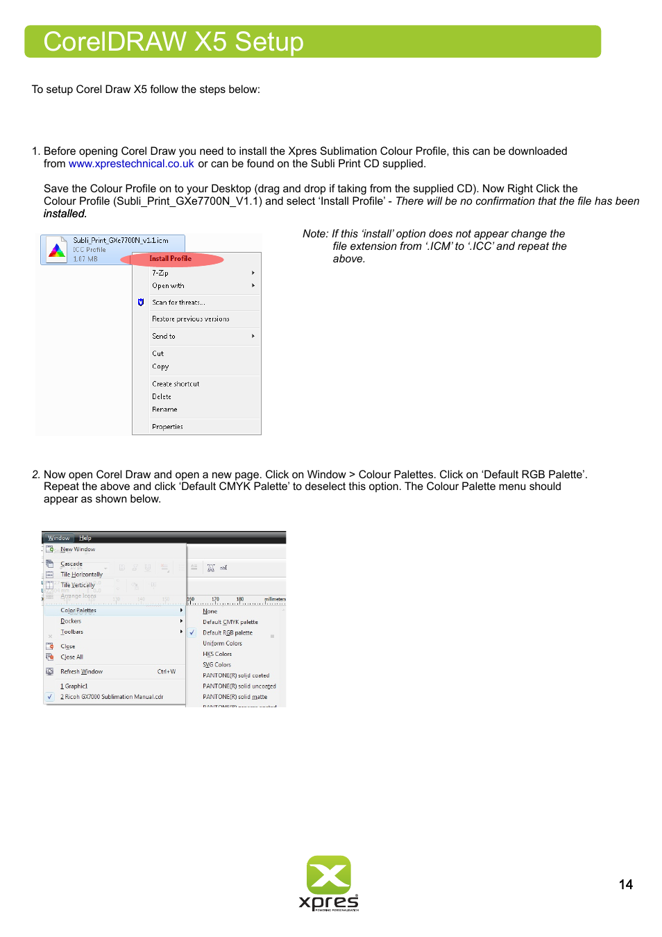 Coreldraw x5 setup | Xpres Subli Print Ricoh GXe7700N User Manual | Page 16 / 25