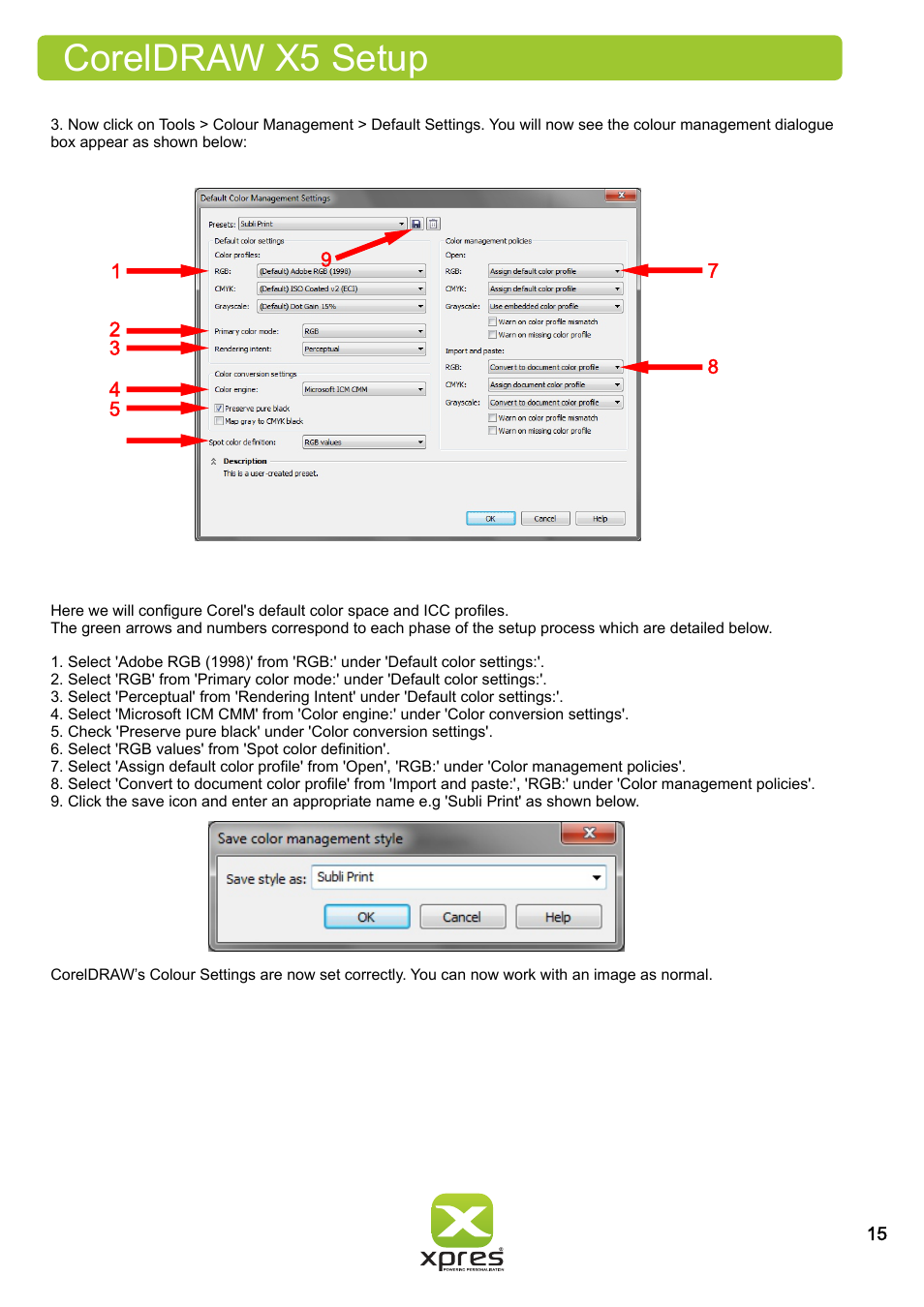 Coreldraw x5 setup | Xpres Subli Print Ricoh GXe7700N User Manual | Page 17 / 25