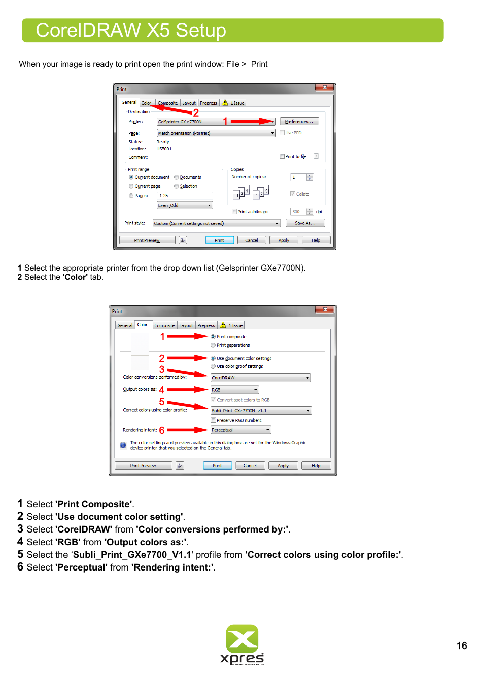 Coreldraw x5 setup | Xpres Subli Print Ricoh GXe7700N User Manual | Page 18 / 25