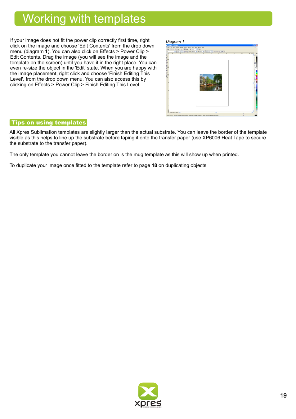 Working with templates | Xpres Subli Print Ricoh GXe7700N User Manual | Page 21 / 25