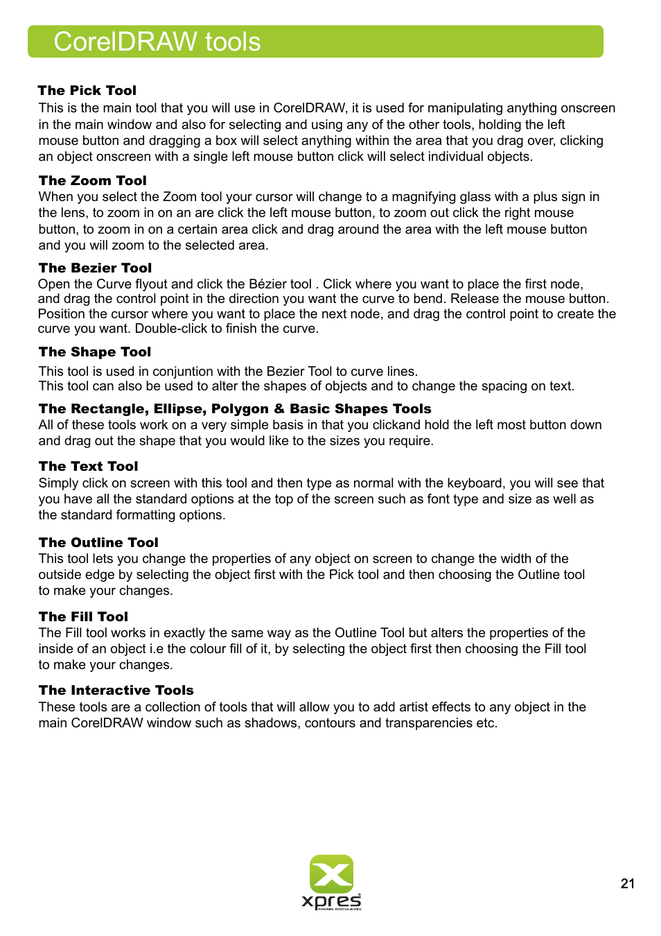 Coreldraw tools | Xpres Subli Print Ricoh GXe7700N User Manual | Page 23 / 25