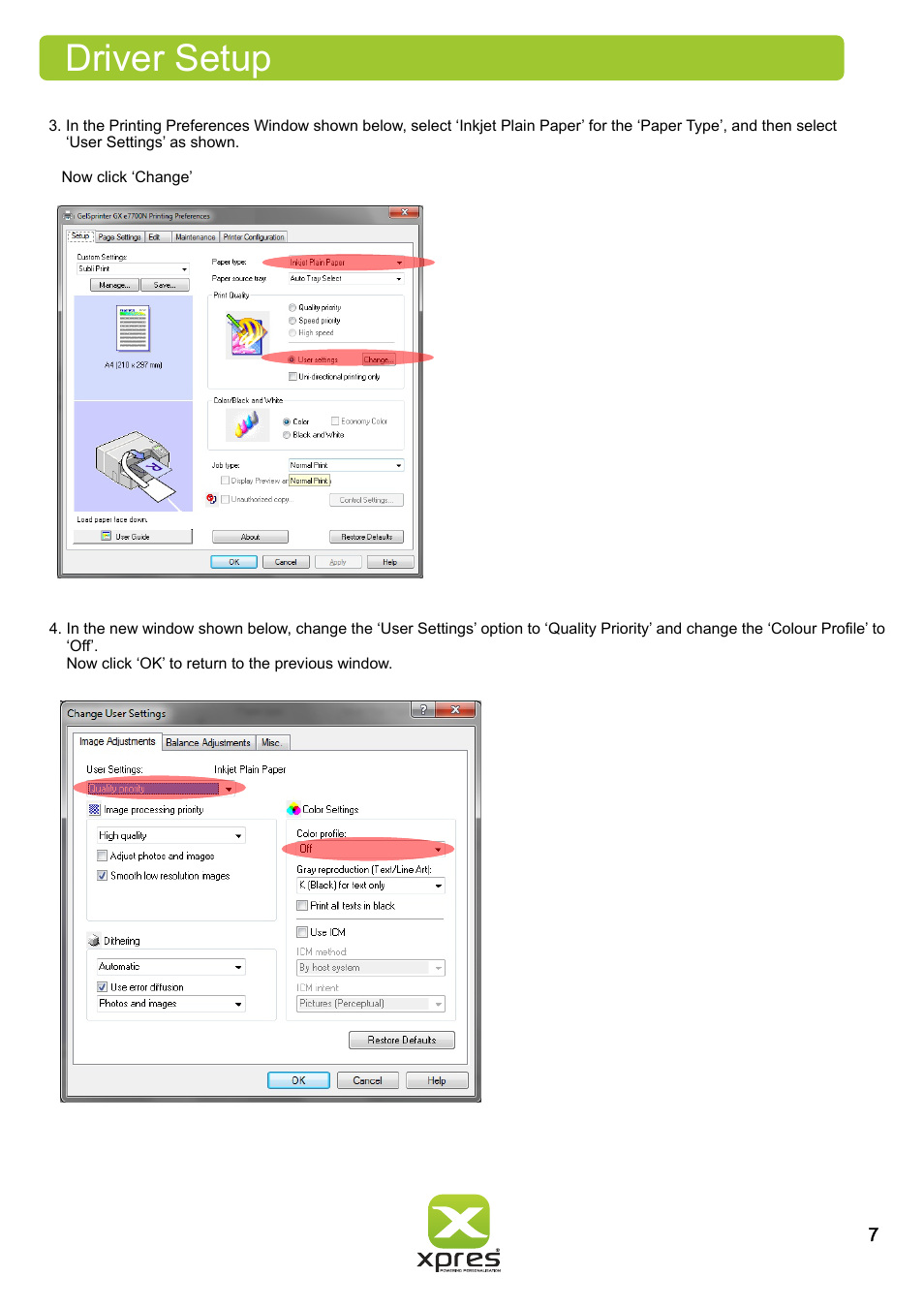 Driver setup | Xpres Subli Print Ricoh GXe7700N User Manual | Page 9 / 25