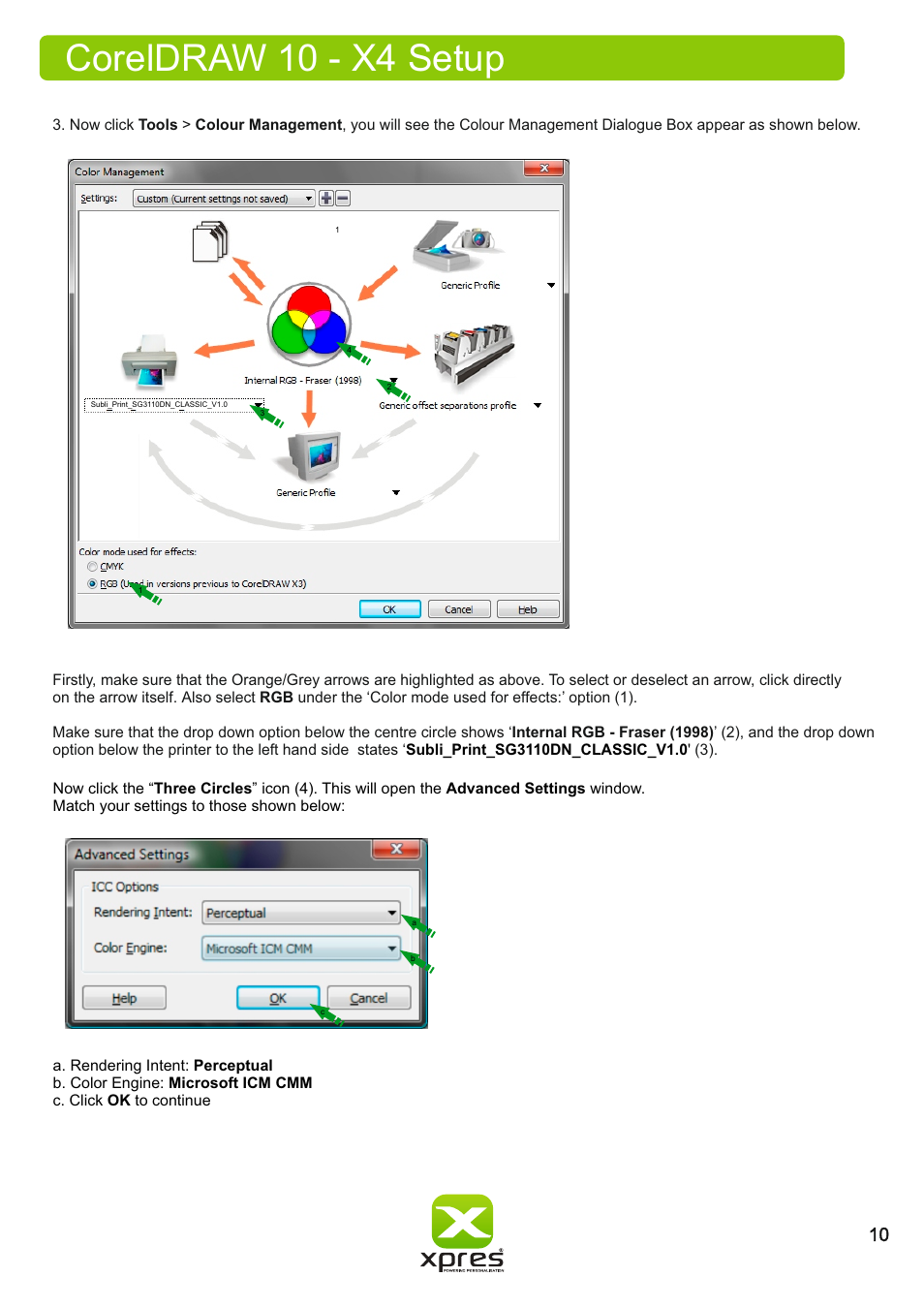 Coreldraw 10 - x4 setup | Xpres Subli Print Ricoh SG3110DN User Manual | Page 12 / 25