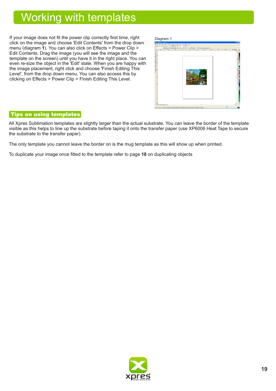 Working with templates | Xpres Subli Print Ricoh SG3110DN User Manual | Page 21 / 25