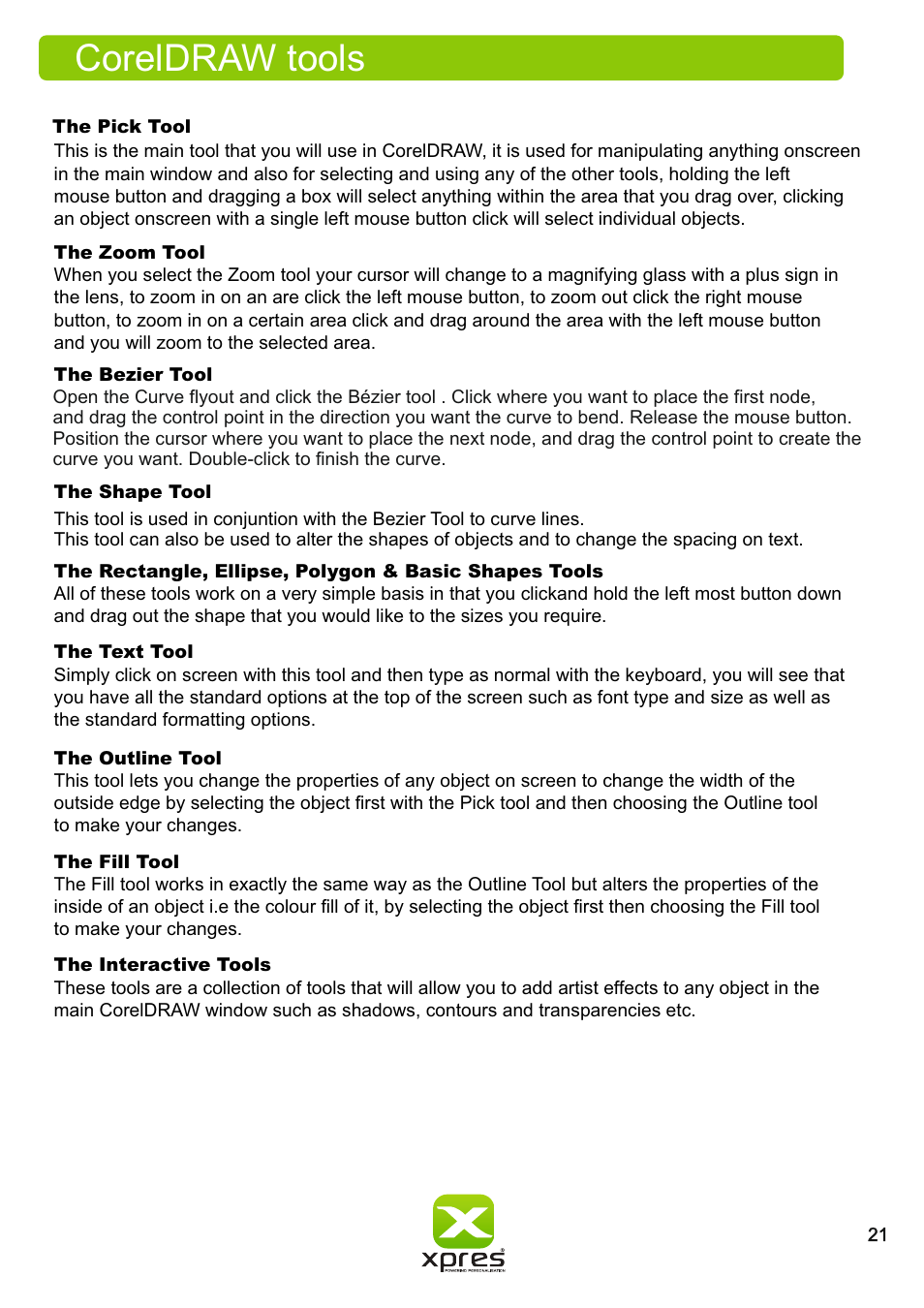 Coreldraw tools | Xpres Subli Print Ricoh SG3110DN User Manual | Page 23 / 25