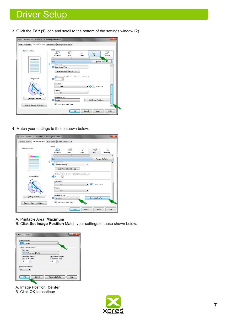 Driver setup | Xpres Subli Print Ricoh SG3110DN User Manual | Page 9 / 25