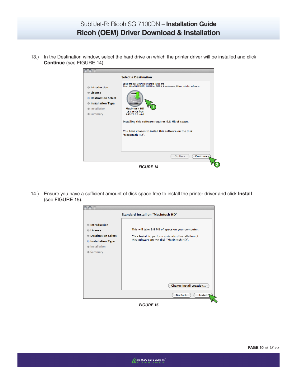 Ricoh (oem) driver download & installation, Sublijet-r: ricoh sg 7100dn – installation guide | Xpres SubliJet R Ricoh SG7100DN (Mac ICC Profile Setup): Printer/Profile Installation Guide User Manual | Page 10 / 18