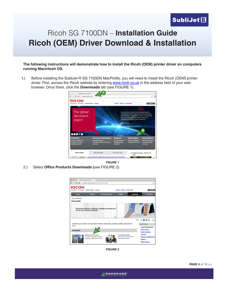 Ricoh (oem) driver download & installation, Ricoh sg 7100dn – installation guide | Xpres SubliJet R Ricoh SG7100DN (Mac ICC Profile Setup): Printer/Profile Installation Guide User Manual | Page 4 / 18