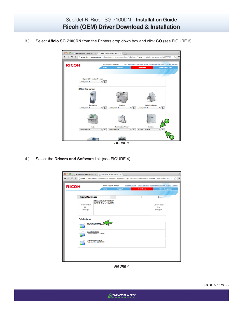 Ricoh (oem) driver download & installation, Sublijet-r: ricoh sg 7100dn – installation guide | Xpres SubliJet R Ricoh SG7100DN (Mac ICC Profile Setup): Printer/Profile Installation Guide User Manual | Page 5 / 18