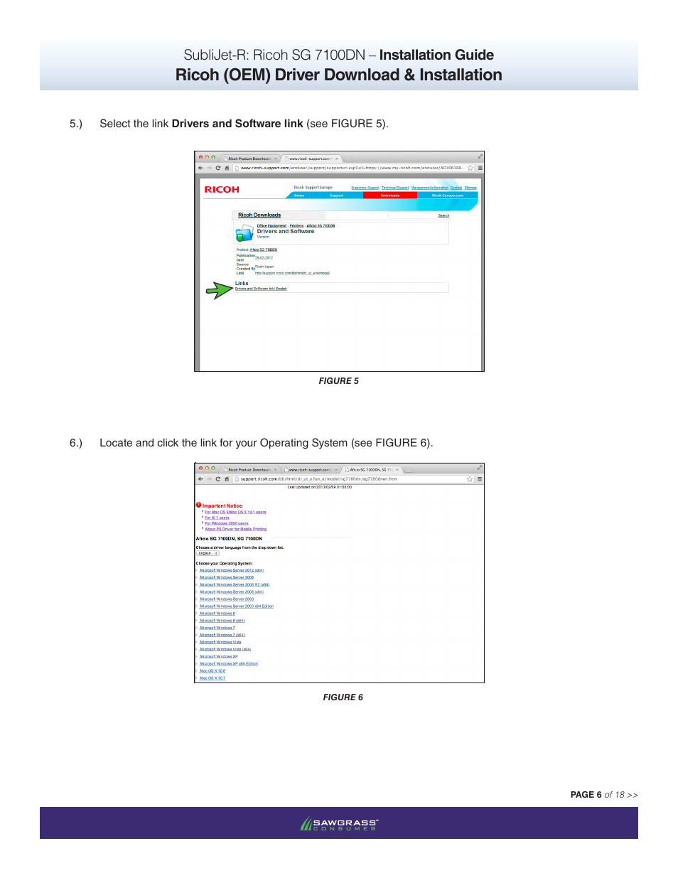 Ricoh (oem) driver download & installation, Sublijet-r: ricoh sg 7100dn – installation guide | Xpres SubliJet R Ricoh SG7100DN (Mac ICC Profile Setup): Printer/Profile Installation Guide User Manual | Page 6 / 18