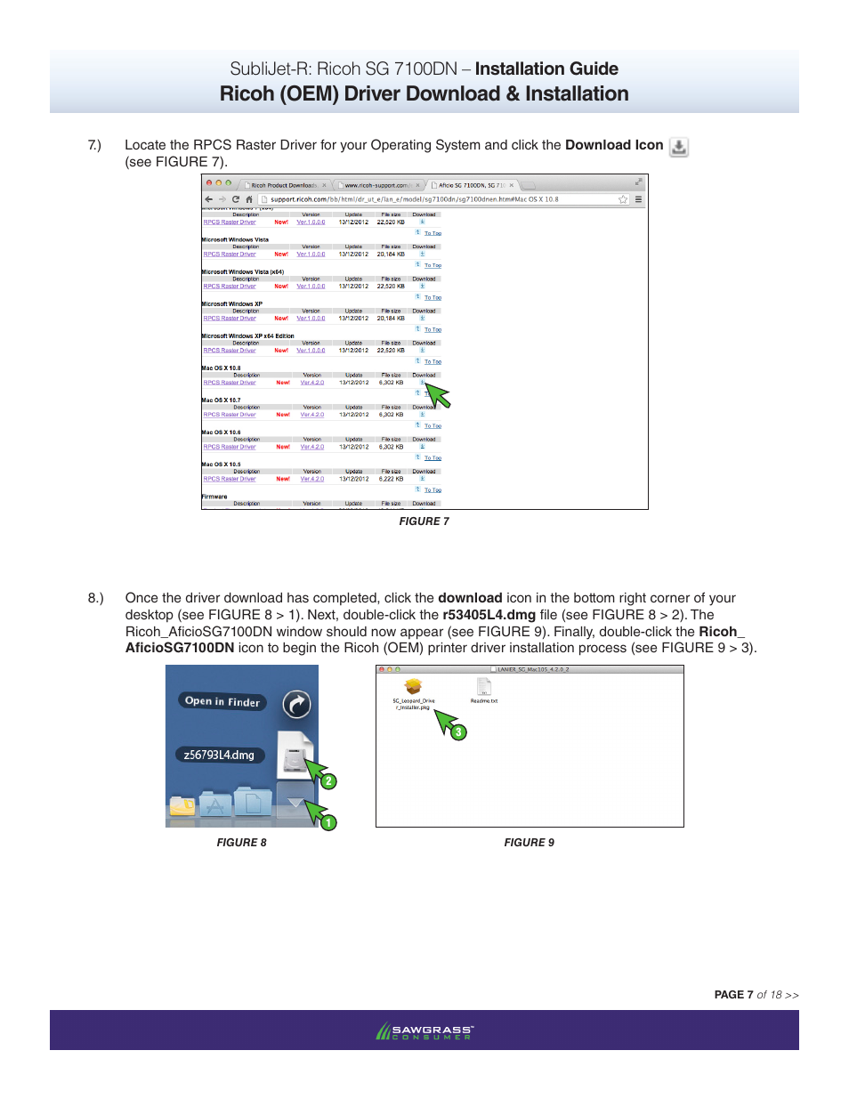 Ricoh (oem) driver download & installation, Sublijet-r: ricoh sg 7100dn – installation guide | Xpres SubliJet R Ricoh SG7100DN (Mac ICC Profile Setup): Printer/Profile Installation Guide User Manual | Page 7 / 18