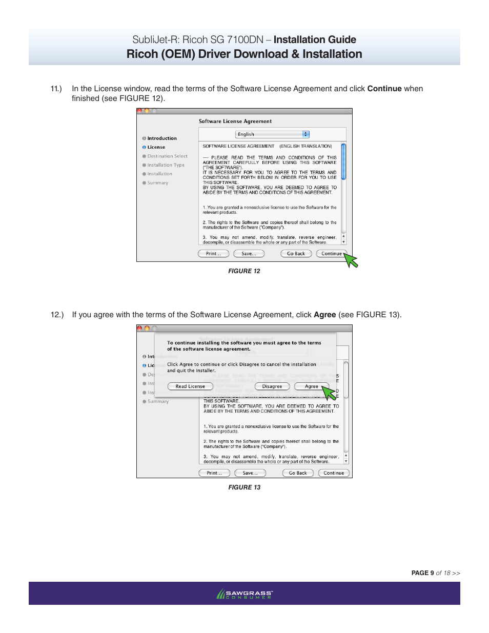 Ricoh (oem) driver download & installation, Sublijet-r: ricoh sg 7100dn – installation guide | Xpres SubliJet R Ricoh SG7100DN (Mac ICC Profile Setup): Printer/Profile Installation Guide User Manual | Page 9 / 18