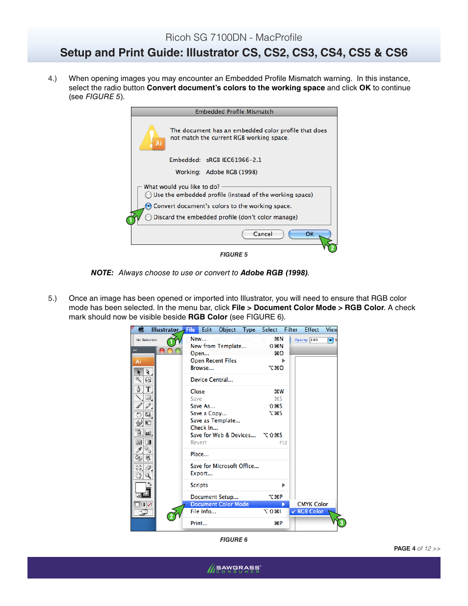 Ricoh sg 7100dn - macprofile | Xpres SubliJet R Ricoh SG7100DN (Mac ICC Profile Setup): Print & Setup Guide Illustrator CS - CS6 User Manual | Page 4 / 12