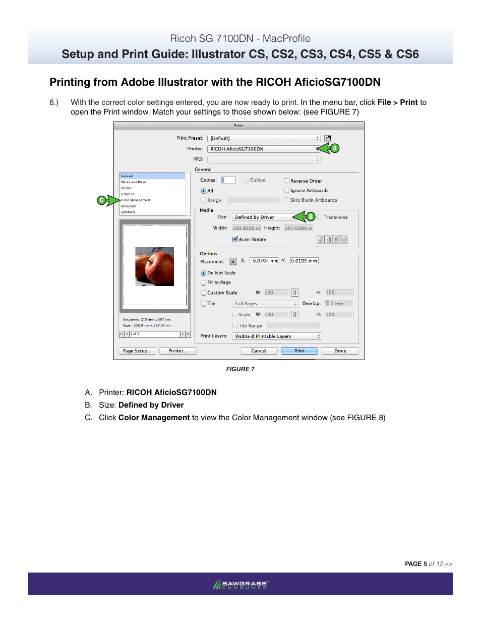 Ricoh sg 7100dn - macprofile | Xpres SubliJet R Ricoh SG7100DN (Mac ICC Profile Setup): Print & Setup Guide Illustrator CS - CS6 User Manual | Page 5 / 12