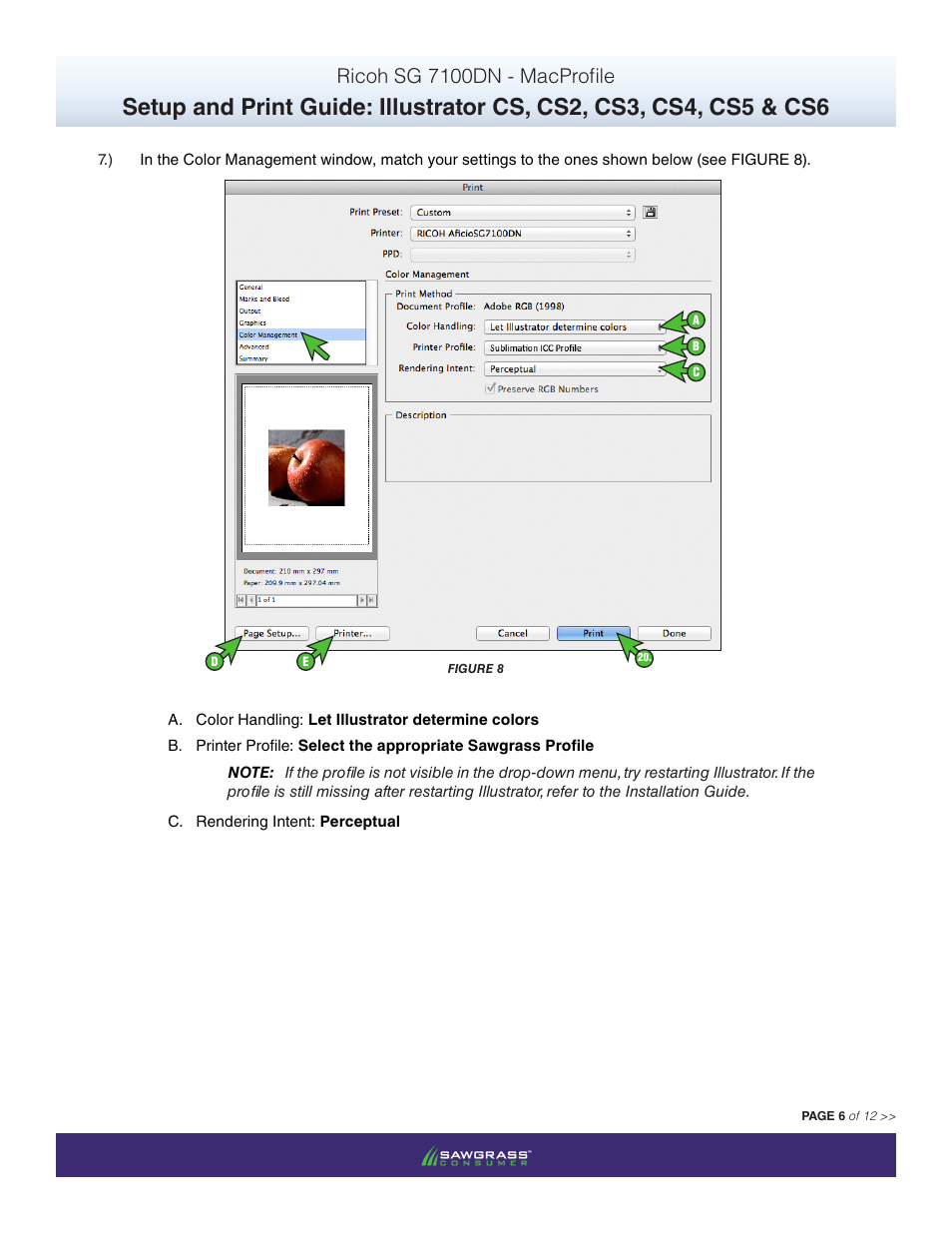 Ricoh sg 7100dn - macprofile | Xpres SubliJet R Ricoh SG7100DN (Mac ICC Profile Setup): Print & Setup Guide Illustrator CS - CS6 User Manual | Page 6 / 12