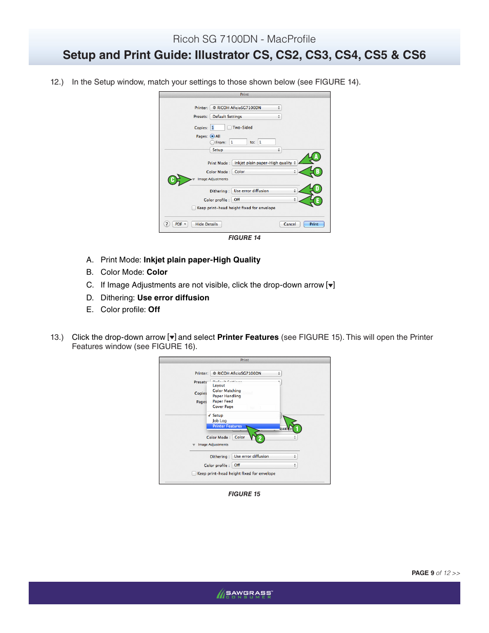 Ricoh sg 7100dn - macprofile | Xpres SubliJet R Ricoh SG7100DN (Mac ICC Profile Setup): Print & Setup Guide Illustrator CS - CS6 User Manual | Page 9 / 12