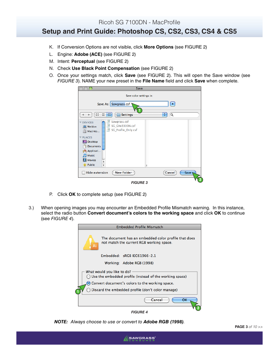 Ricoh sg 7100dn - macprofile | Xpres SubliJet R Ricoh SG7100DN (Mac ICC Profile Setup): Print & Setup Guide Photoshop CS - CS5 User Manual | Page 3 / 10