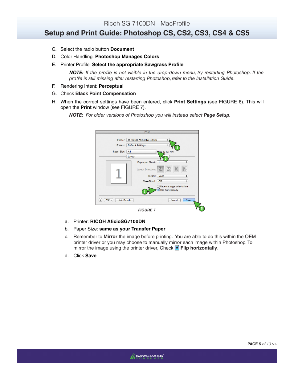 Ricoh sg 7100dn - macprofile | Xpres SubliJet R Ricoh SG7100DN (Mac ICC Profile Setup): Print & Setup Guide Photoshop CS - CS5 User Manual | Page 5 / 10