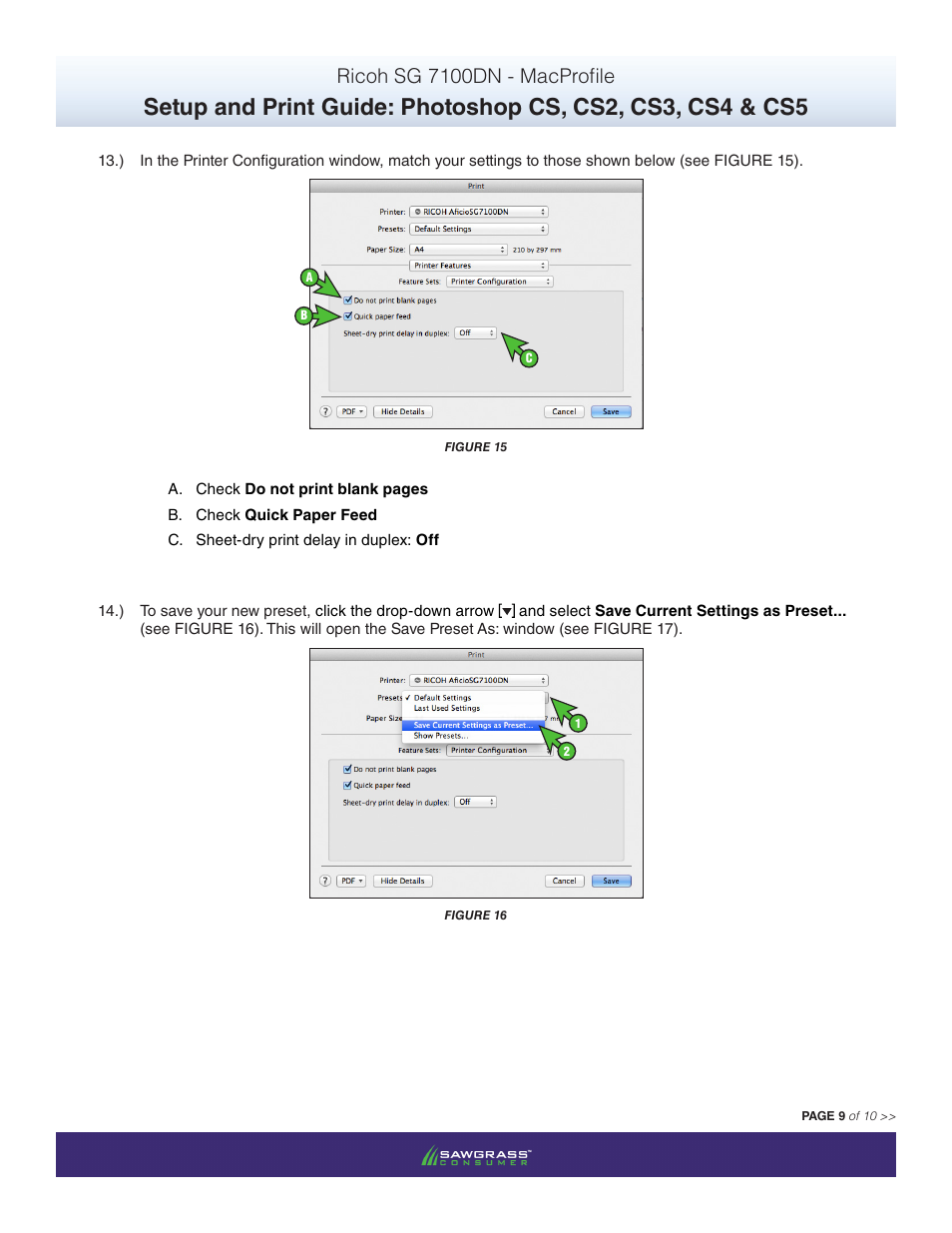 Ricoh sg 7100dn - macprofile | Xpres SubliJet R Ricoh SG7100DN (Mac ICC Profile Setup): Print & Setup Guide Photoshop CS - CS5 User Manual | Page 9 / 10
