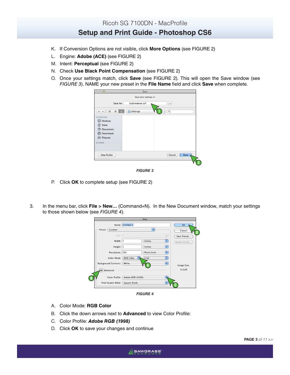 Setup and print guide - photoshop cs6, Ricoh sg 7100dn - macprofile | Xpres SubliJet R Ricoh SG7100DN (Mac ICC Profile Setup): Print & Setup Guide Photoshop CS6 User Manual | Page 3 / 11