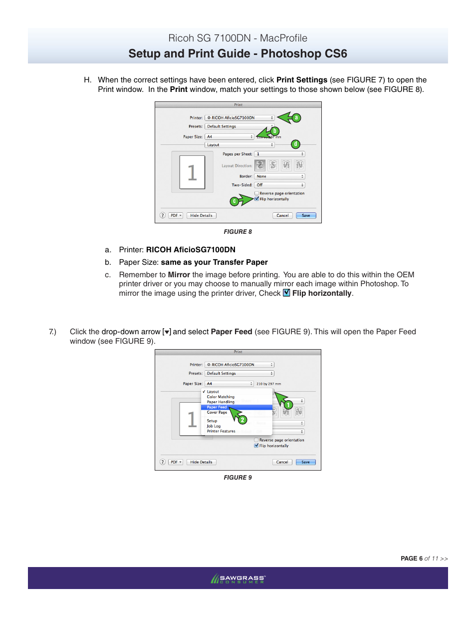 Setup and print guide - photoshop cs6, Ricoh sg 7100dn - macprofile | Xpres SubliJet R Ricoh SG7100DN (Mac ICC Profile Setup): Print & Setup Guide Photoshop CS6 User Manual | Page 6 / 11
